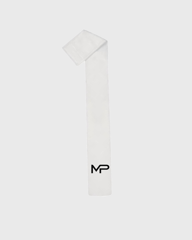 MP Streamer Towel on soft gray background