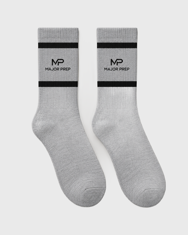 MP Socks - Black on soft gray background