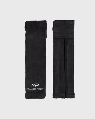 MP Towels on soft gray background