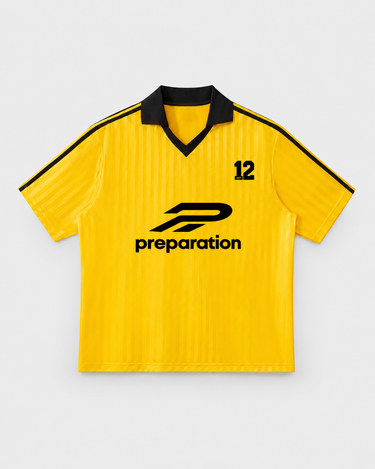 MAJOR Soccer Jersey in Yellow with Black, front, studio product flat lay