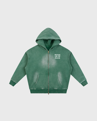 Major Prep Washed Two Way Zip Hoodie product photo, soft gray background