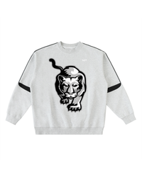 SBI Cougar Taped Crewneck in Grayish White on a clean white studio background