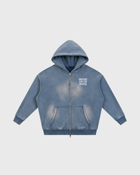 Major Prep Washed Two Way Zip Hoodie product photo, soft gray background