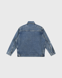 Prep Denim Jacket product photo, soft gray background