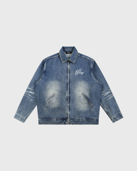 Prep Denim Jacket product photo, soft gray background