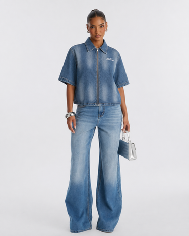 Prep Full-Zip Denim Shirt