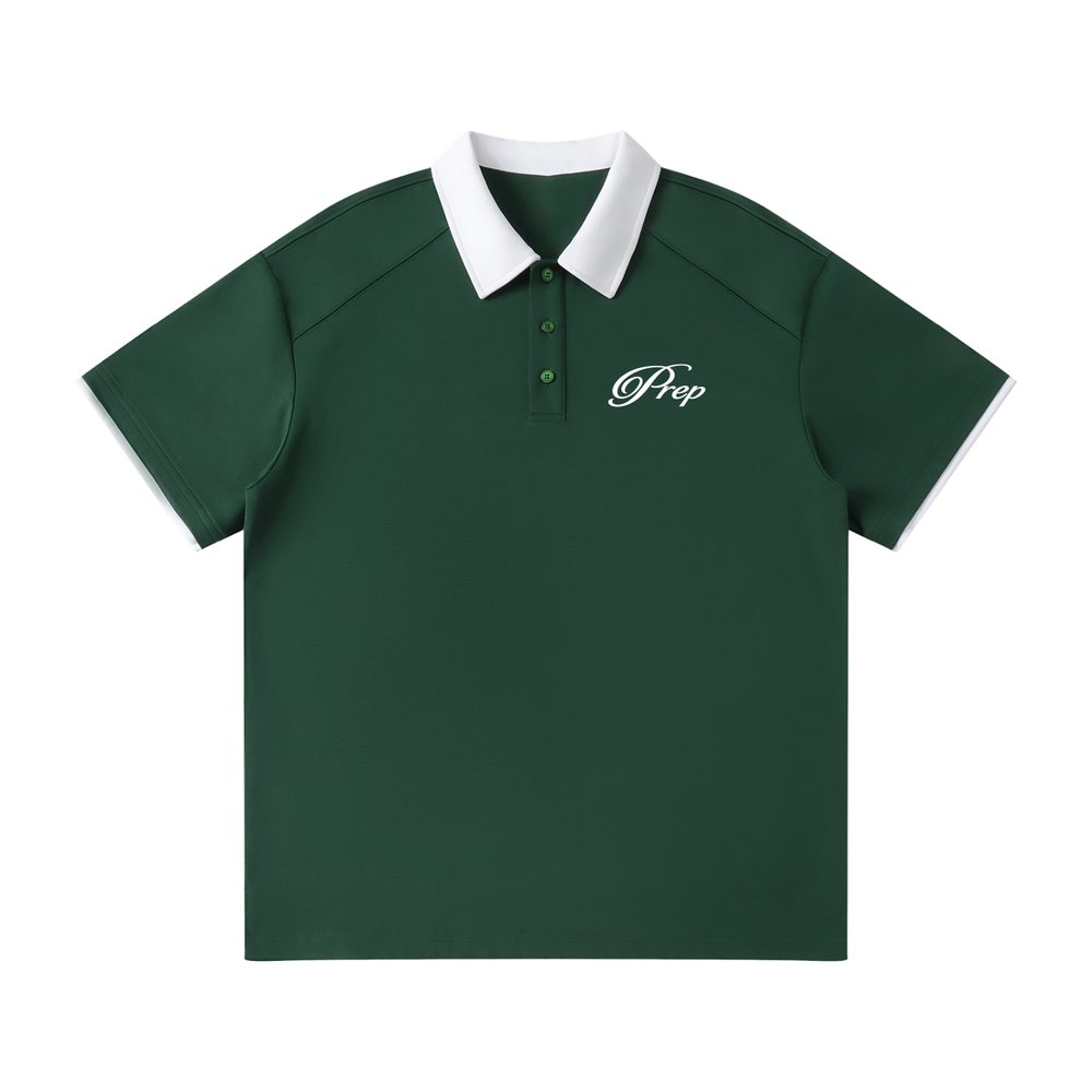 Contrast Collar Raglan Polo Shirt