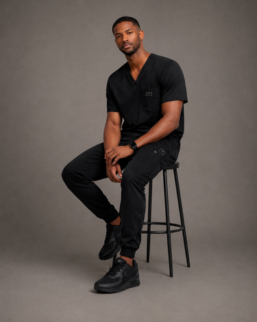 Men Scrub Set - Black