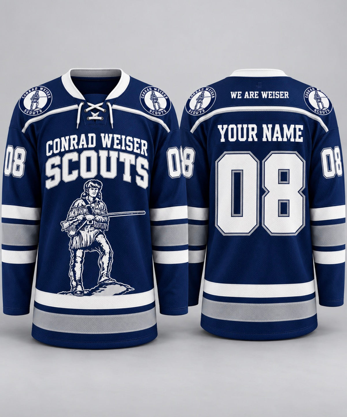 Conrad Weiser Scouts hockey jersey front and back