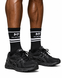 MP Socks - Black on a clean white studio background