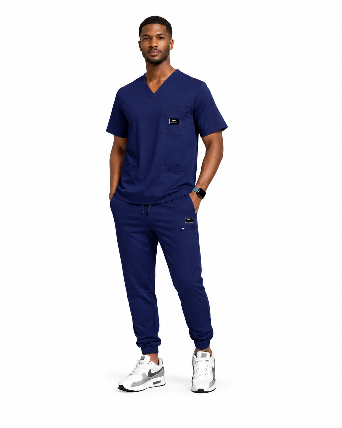 Men Scrub Set - Navy on a clean white studio background