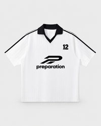 MAJOR Soccer Jersey in White with Black, front, studio product flat lay