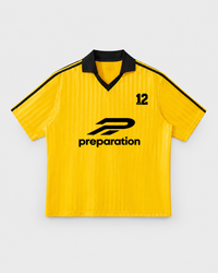 MAJOR Soccer Jersey in Yellow with Black, front, studio product flat lay
