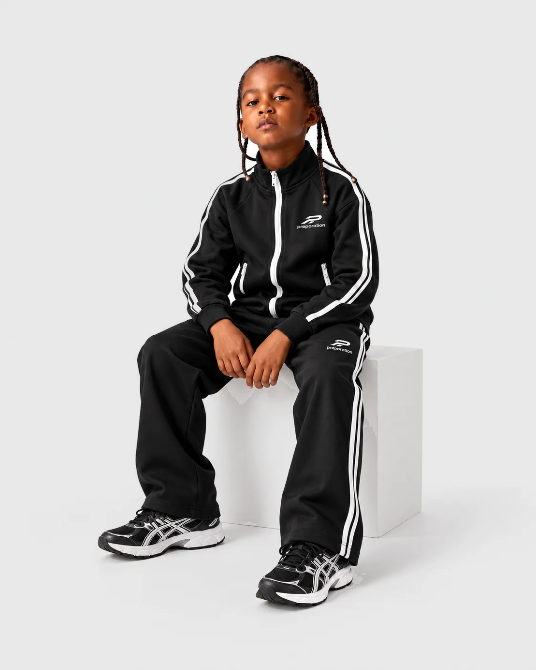 Preparation Jacket and Preparation Sweats youth track set in black