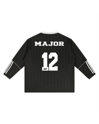 Major Prep striped soccer jersey back view