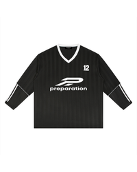 Major Prep striped soccer jersey front view