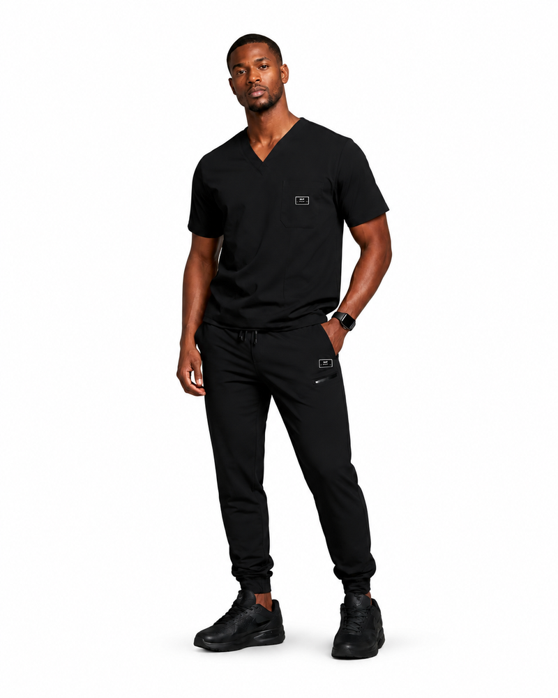 Men Scrub Set - Black
