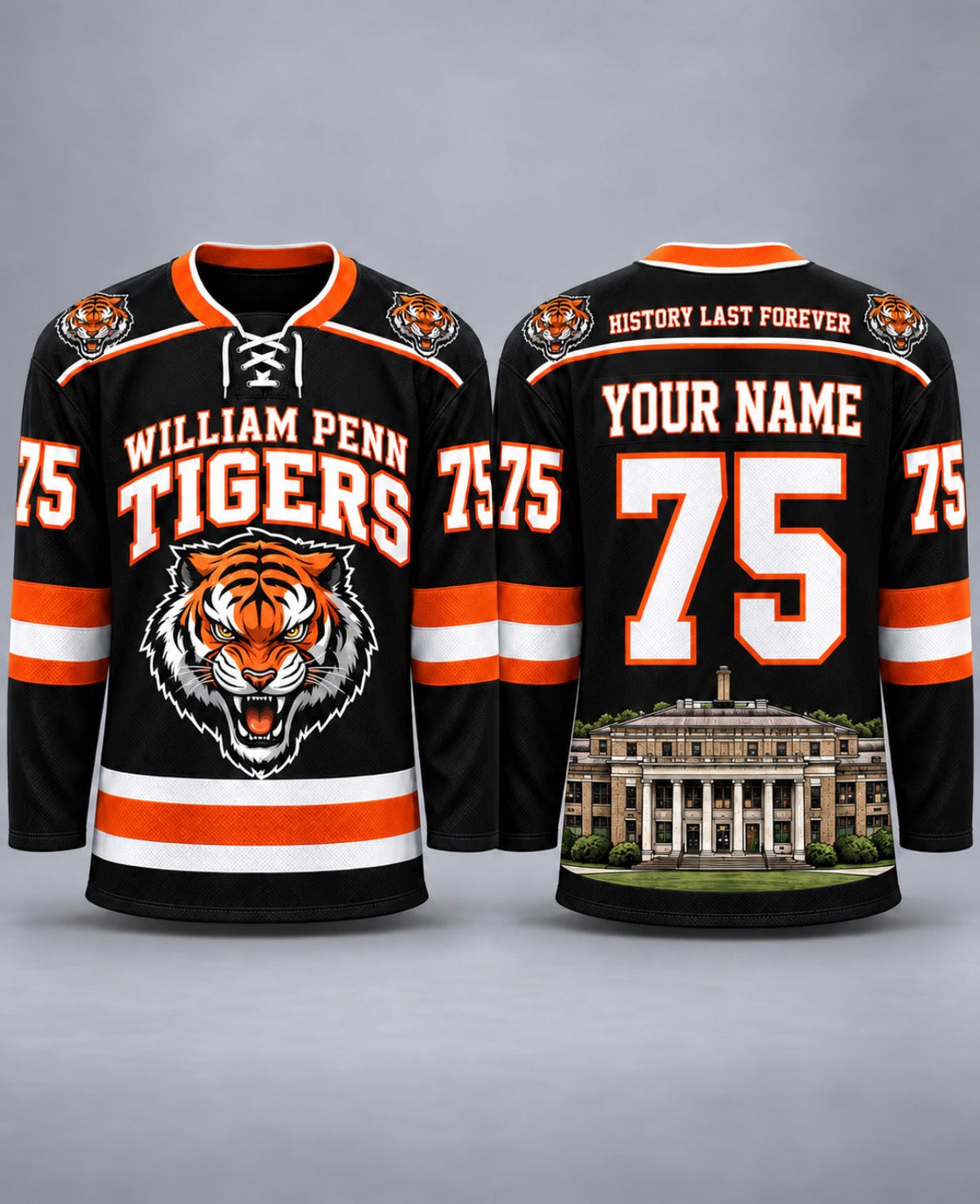 William Penn Tigers hockey jersey front and back